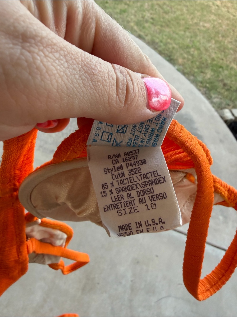 Orange Ribbed Bikini Set - Picture 7 of 7